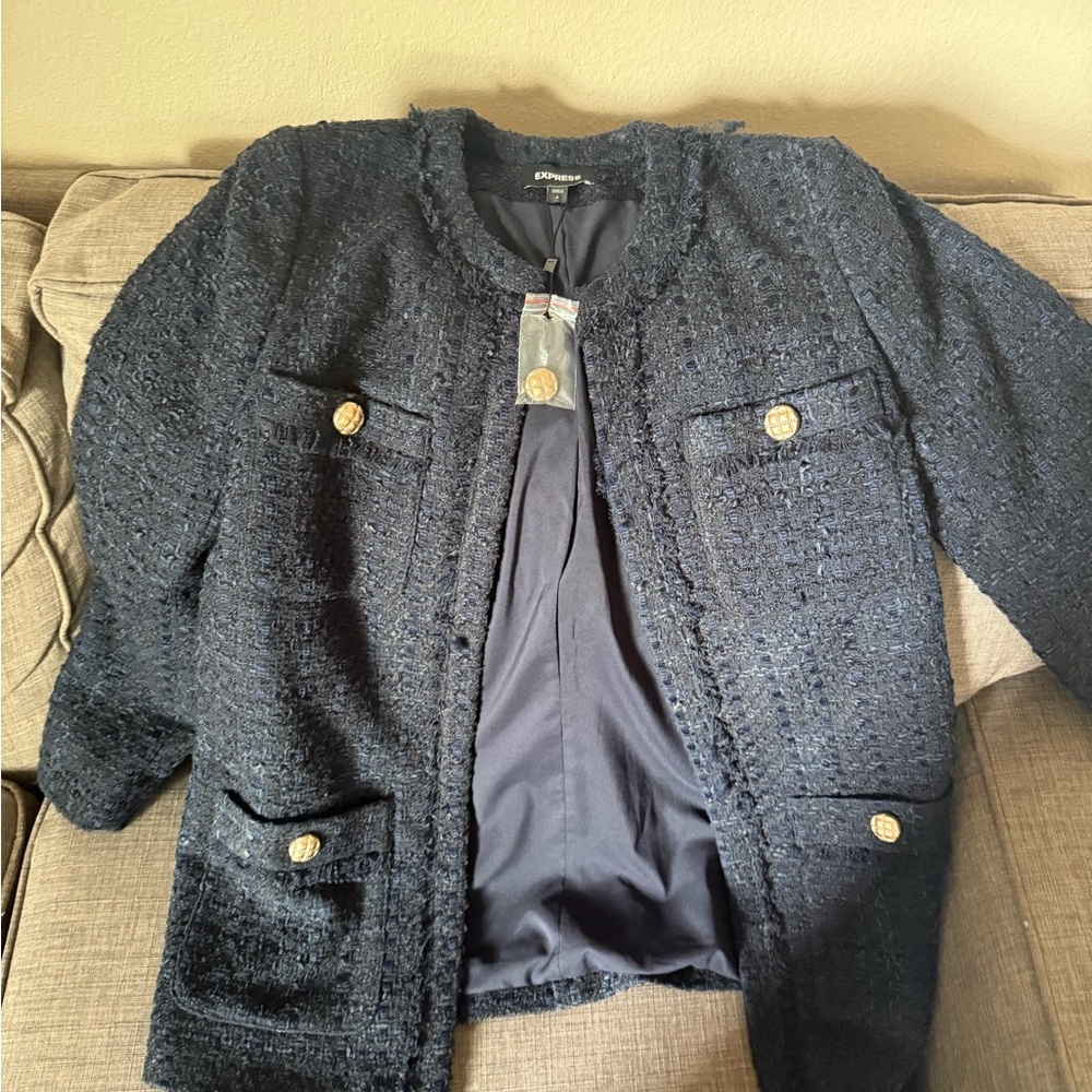 Express Navy Tweed Blazer